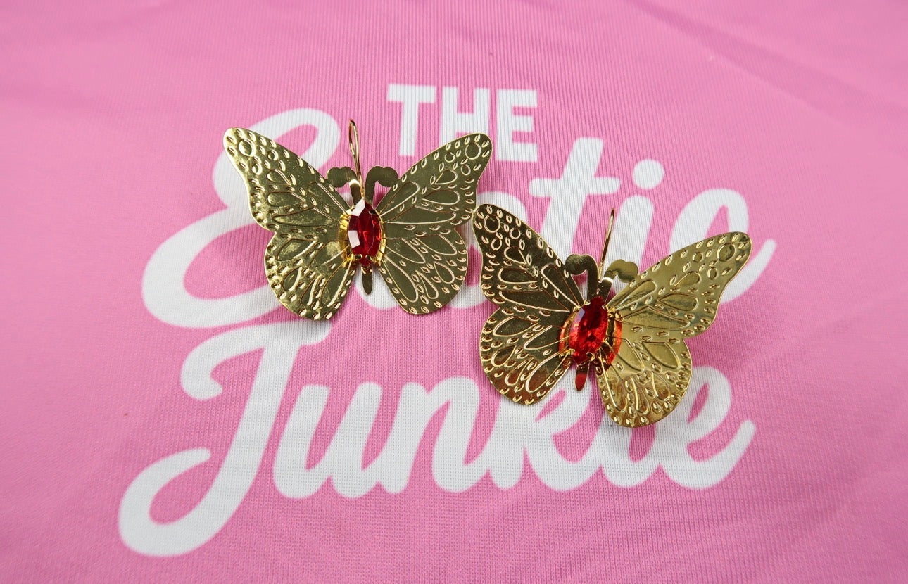 Earrings ; Large Red Butterfly 🦋